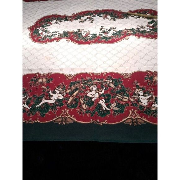 Vintage Christmas Cherubs Tablecloth Rectangle 70x51 Fashion Industries - READ - Picture 2 of 13